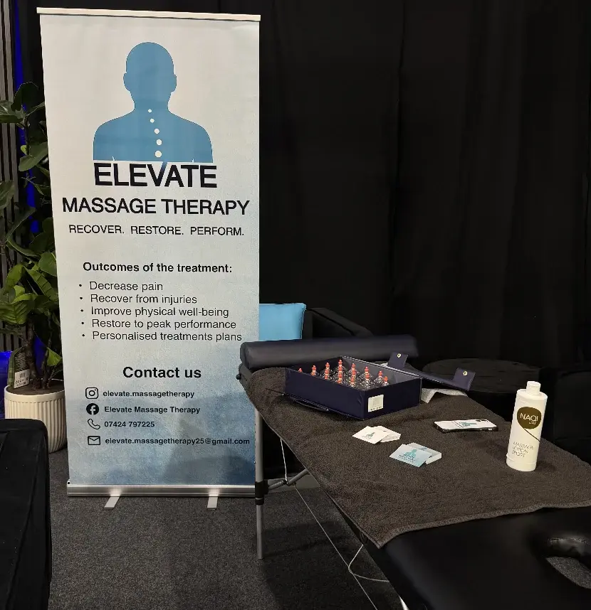 Elevate Massage Therapy treatment room prepared for a mobile massage appointment