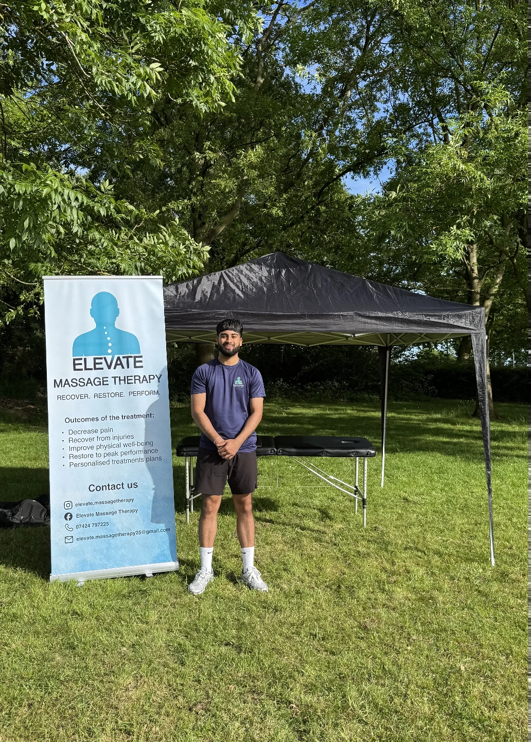 Elevate mobile massage setup outdoors